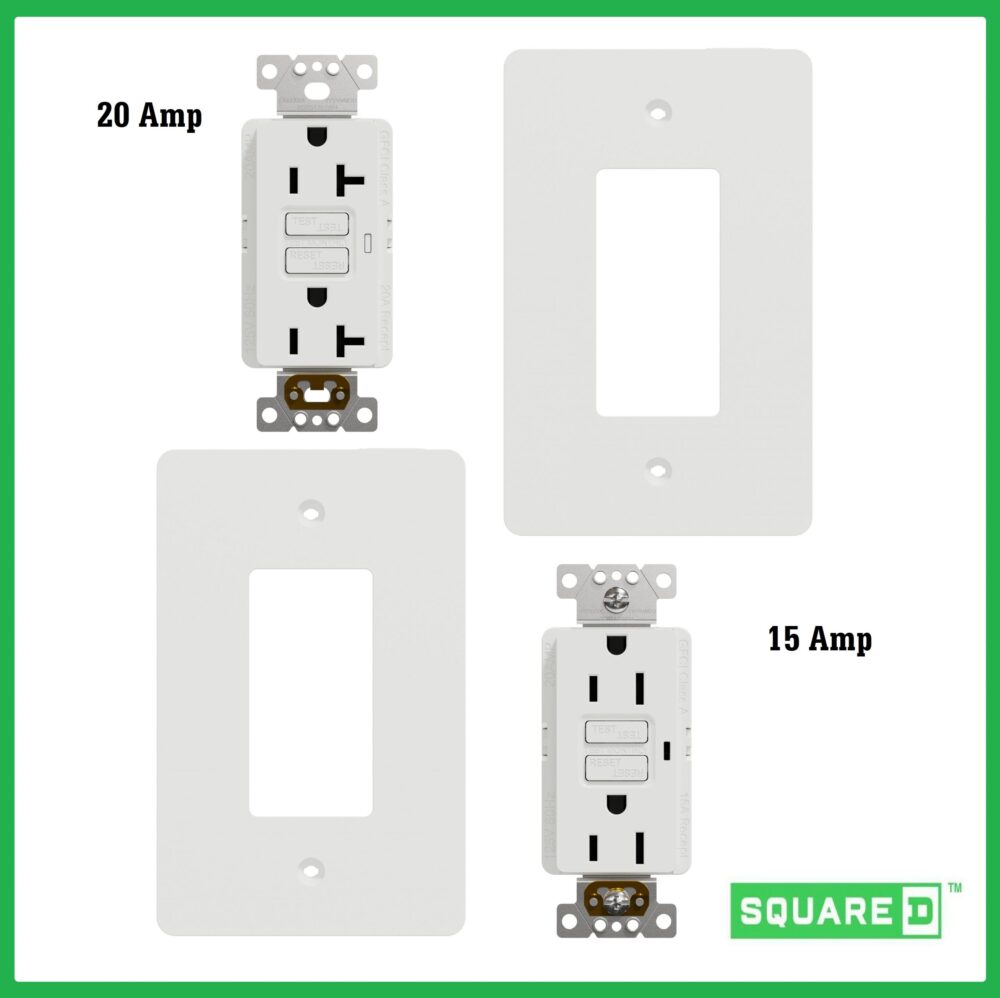 2 New Outlet (1-15A, 1-20A) decorator GFCI tamper resistant, white, w/Plate