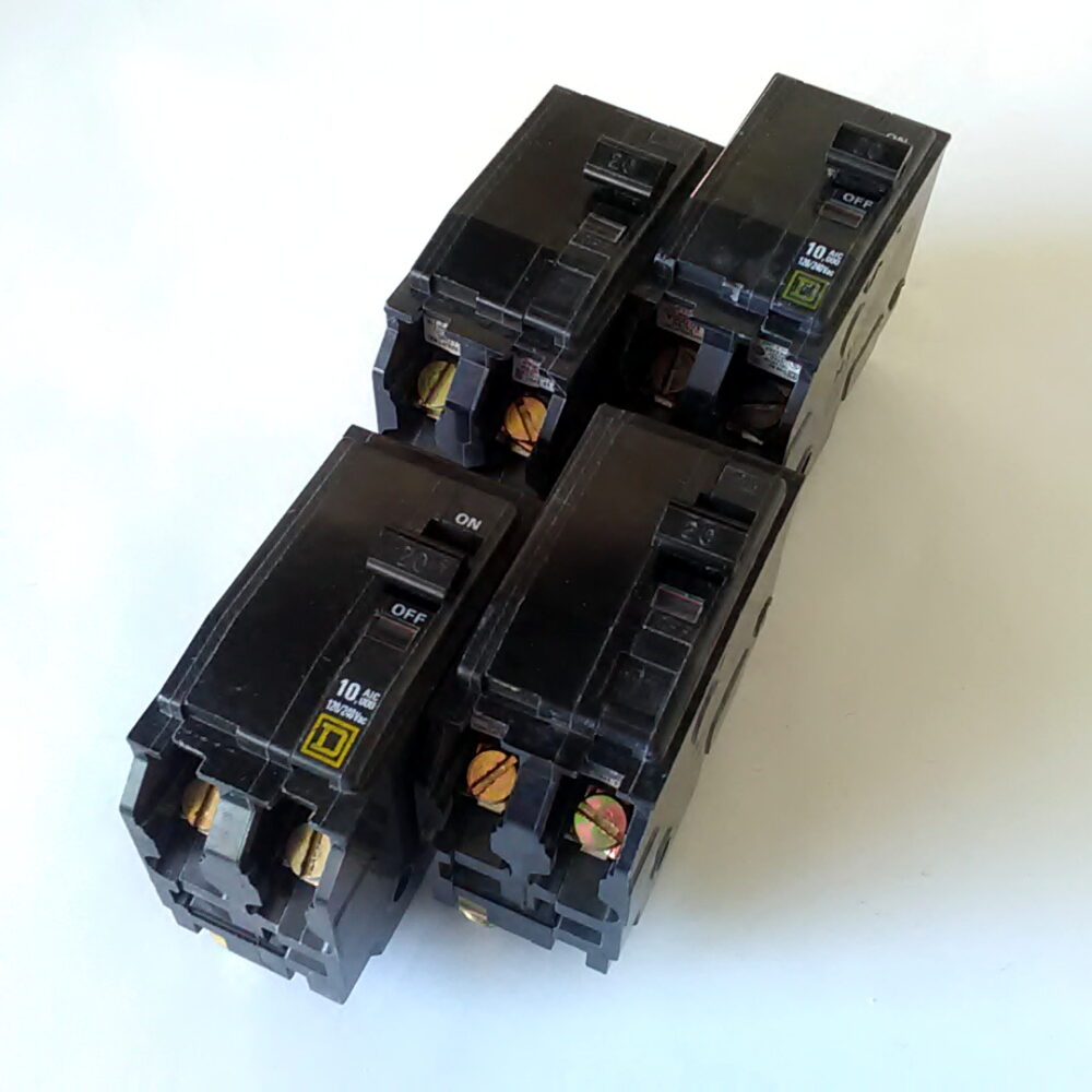 Lot of 4 Square D 2 Pole 20 Amp HACR Type Circuit Breaker - Image 4