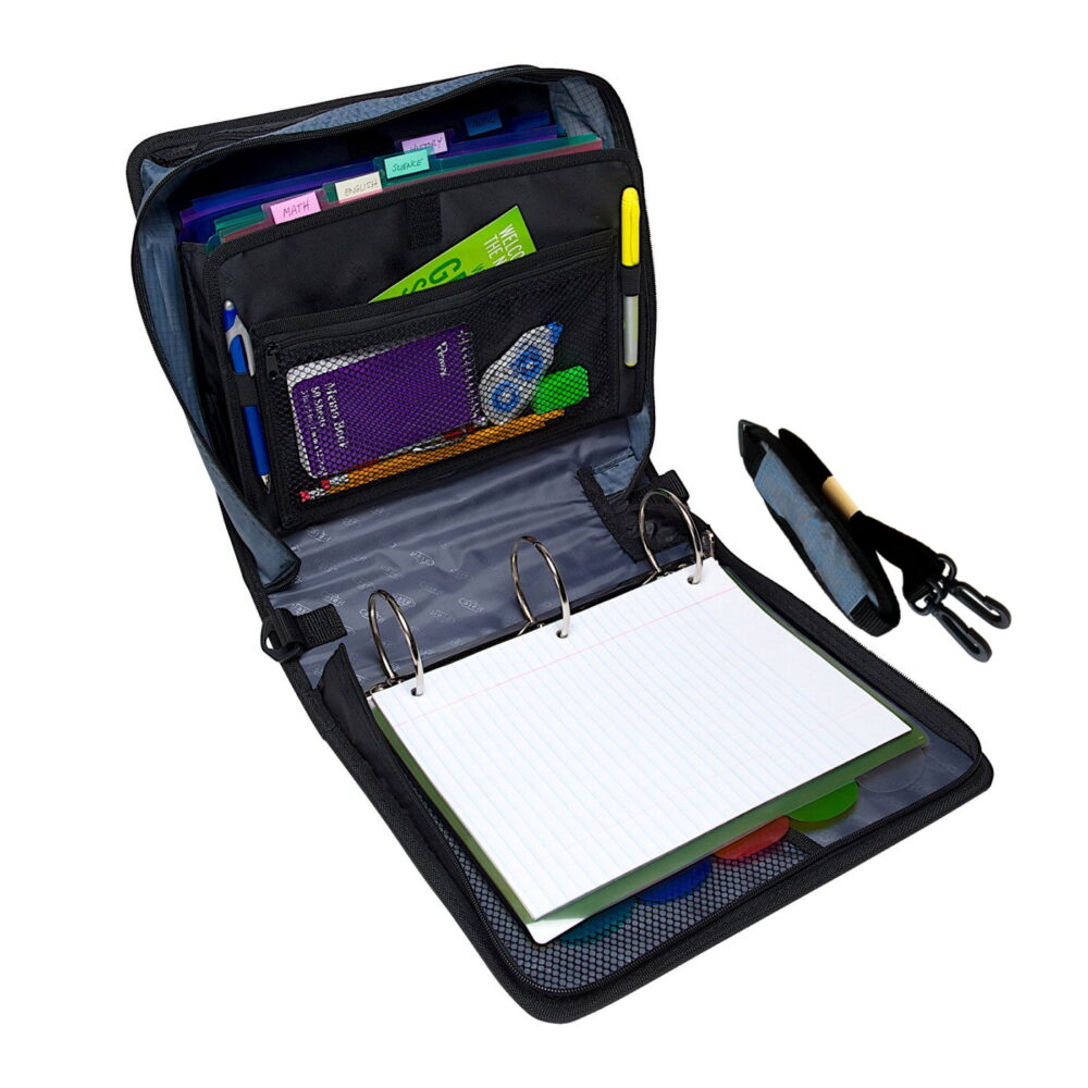 Case-it The Mighty Zip Tab 3-Inch Black Zipper Binder 3-Ring School Organizer - Image 5