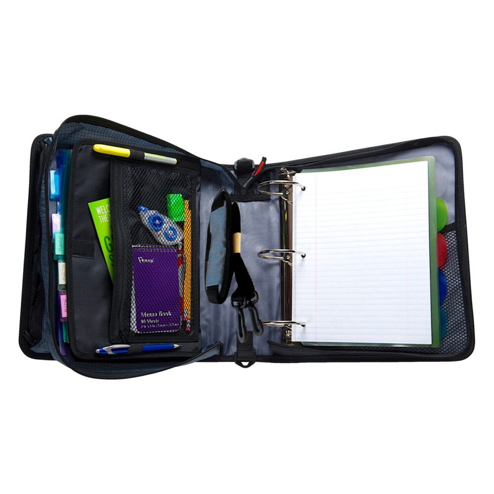 Case-it The Mighty Zip Tab 3-Inch Black Zipper Binder 3-Ring School Organizer - Image 12