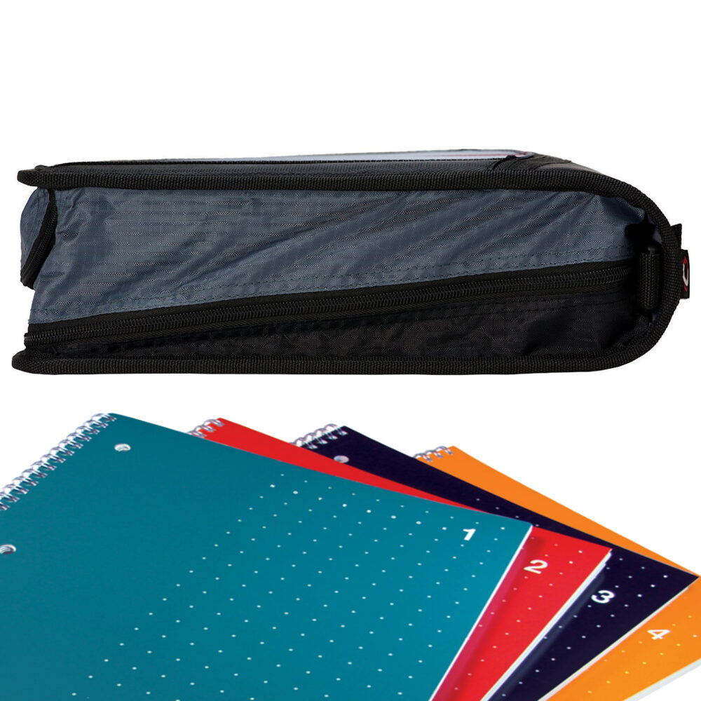 Case-it The Mighty Zip Tab 3-Inch Black Zipper Binder 3-Ring School Organizer - Image 9