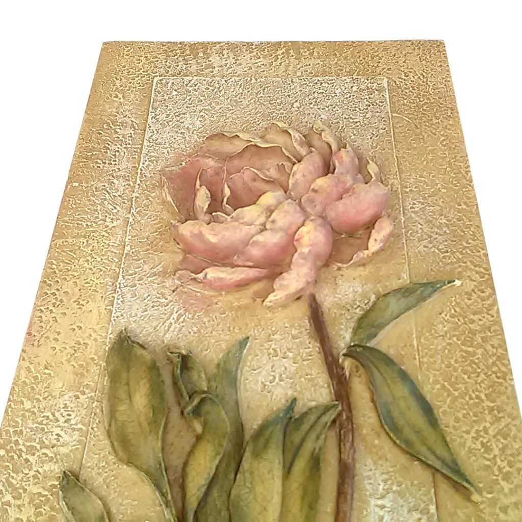 4 Cheri Blum 3D Floral Wall Plaques Resin Flower Art - Rose Peony