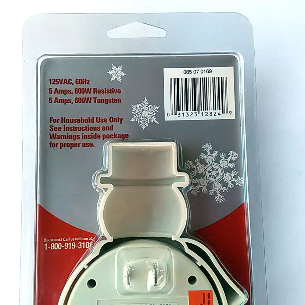 Snowman Novelty Holiday Light Lamp Timer 600 Watt Electric Switch Model 12/824 - Image 4