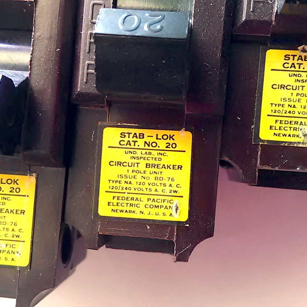 Lot of 6 FEDERAL PACIFIC FPE Stab-Lok 1 Pole 20 AMP Type NA Circuit Breakers - Image 6