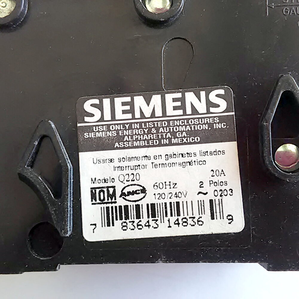 Siemens 2 Pole 20 Amp 120/240 VAC HACR Type QP Common Trip Q220 Circuit Breaker - Image 2