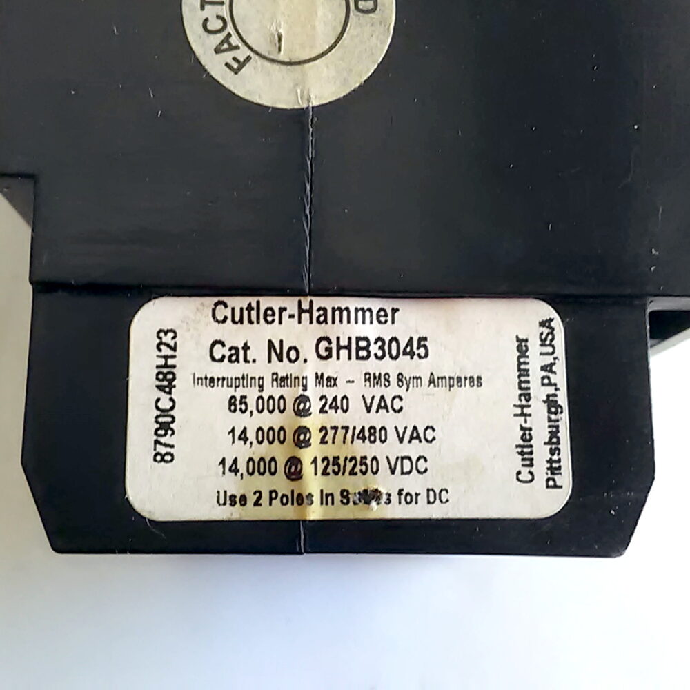 Cutler-Hammer 3 Pole 45 Amp GHB3045 3P 45A HACR Type Circuit Breaker - Image 3