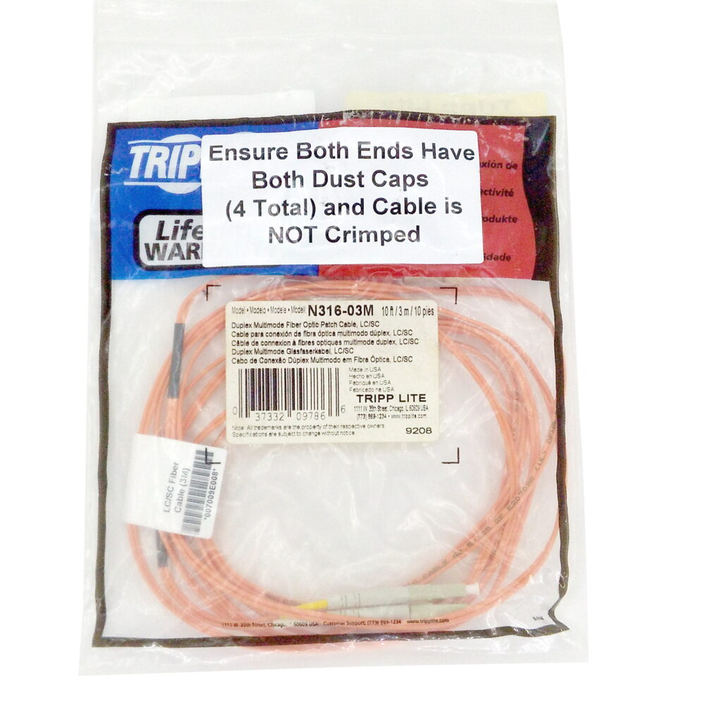 NEW Tripp Lite N316-03M Duplex Multimode 3M 10-Ft Fiber Optic Patch Cable, LC/SC - Image 5