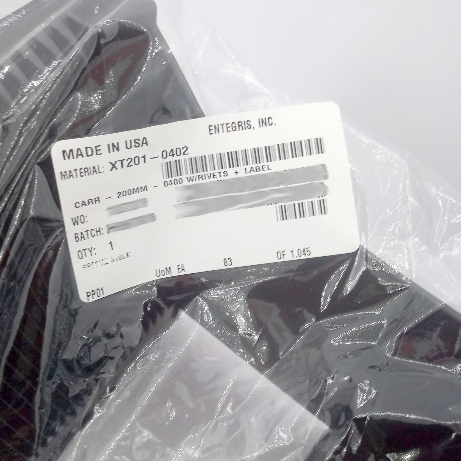 ENTEGRIS XT201-0402 Wafer Carrier 200mm w/ Rivets & Label - Made in USA