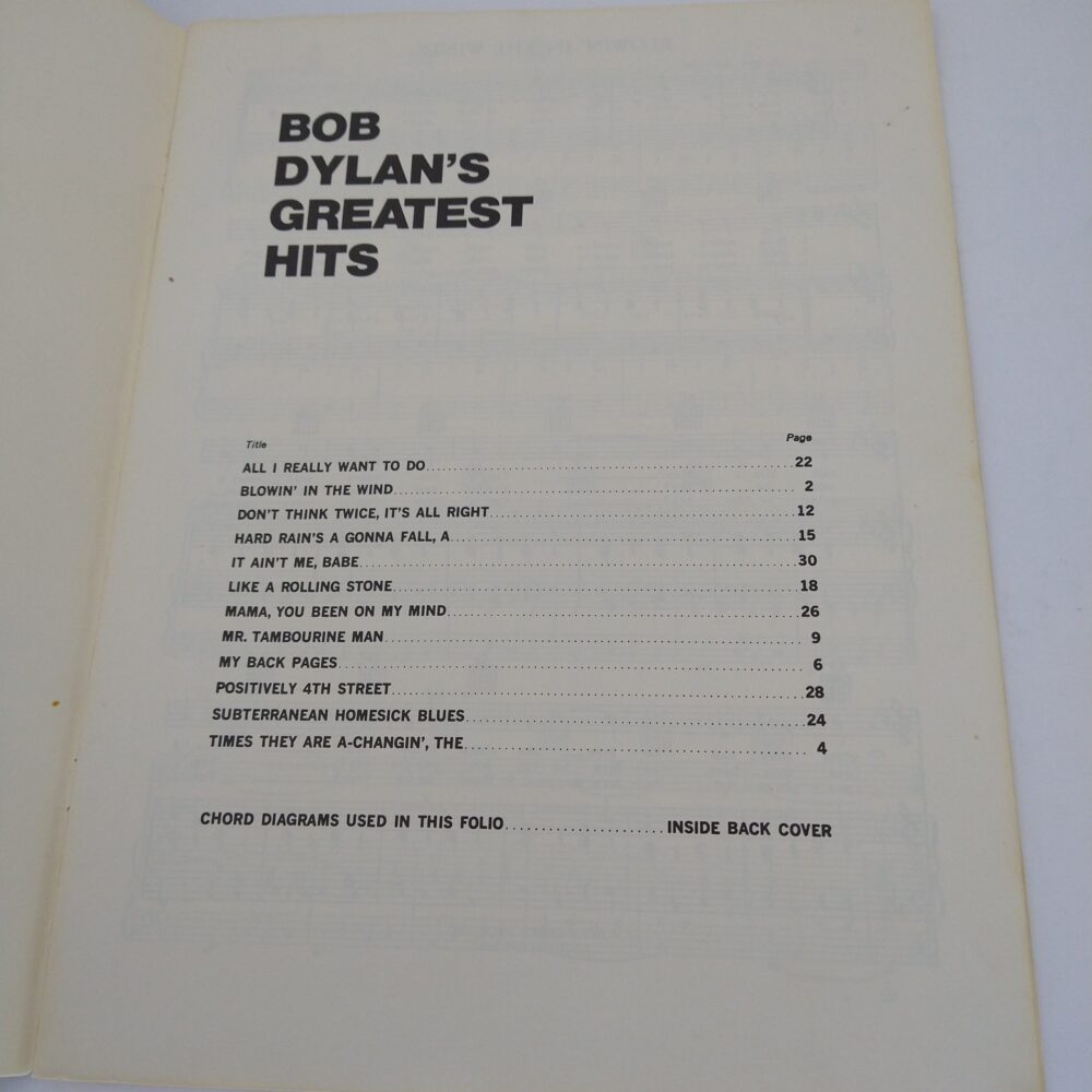 Vintage Bob Dylan's Greatest Hits Song Book Sheet Music - Image 5