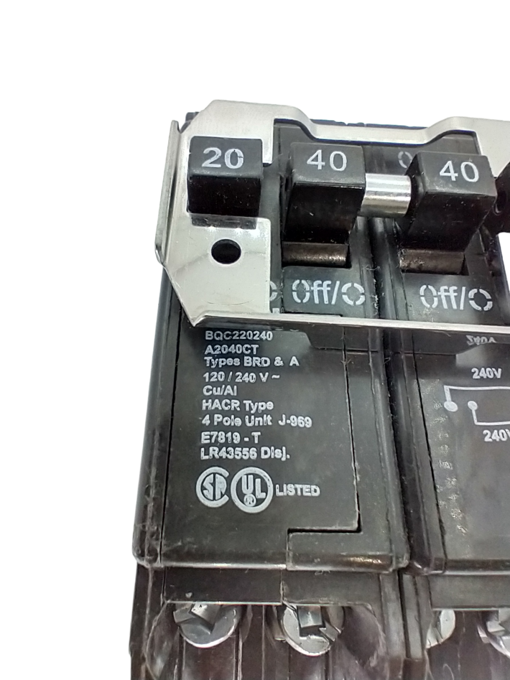 EATON BQC220240 (1) 2 Pole 20 Amp (1)2 Pole 40 Amp Combo Quad Circuit Breaker BR - Image 4