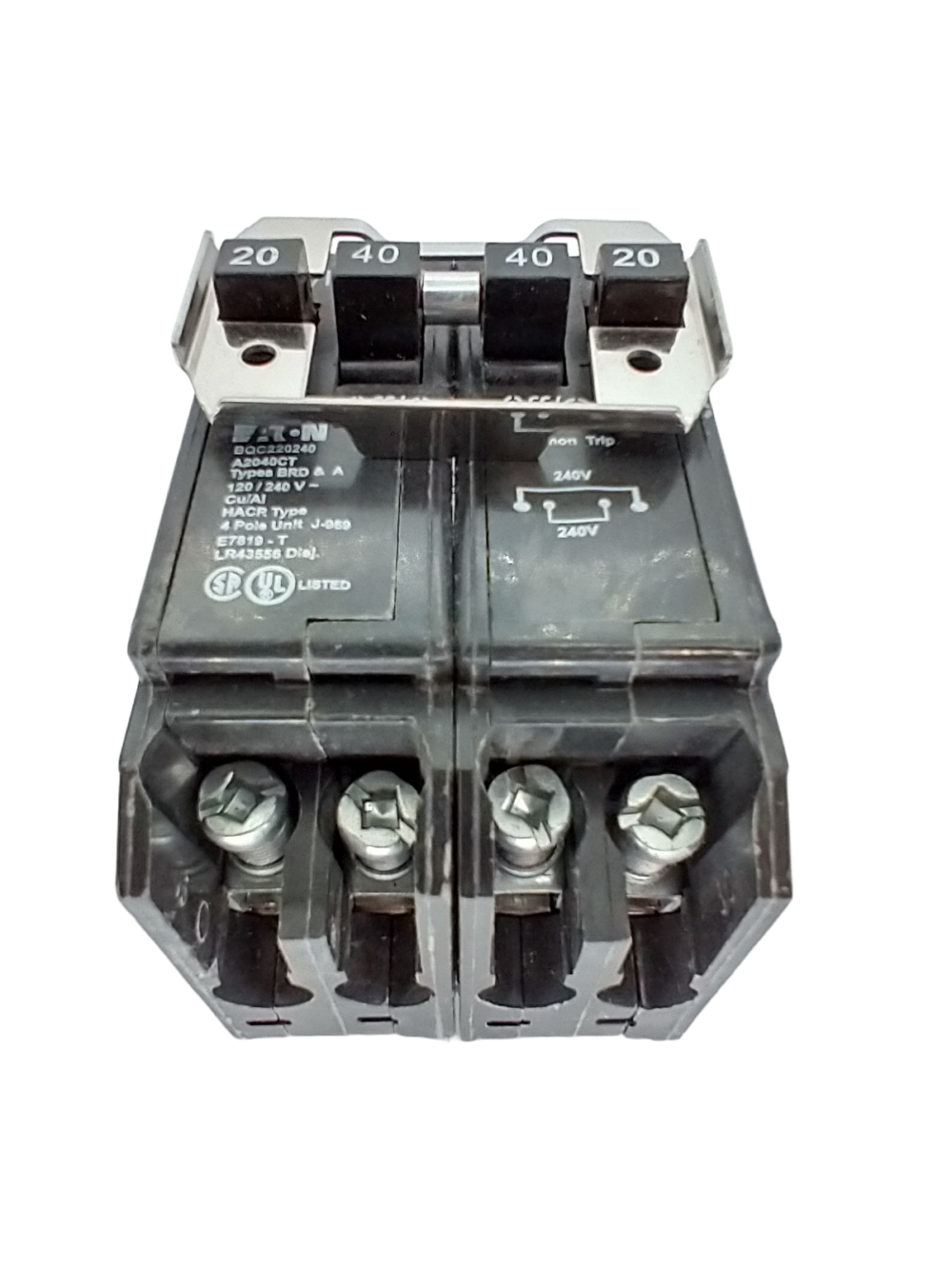 EATON BQC220240 (1) 2 Pole 20 Amp (1)2 Pole 40 Amp Combo Quad Circuit Breaker BR - Image 2