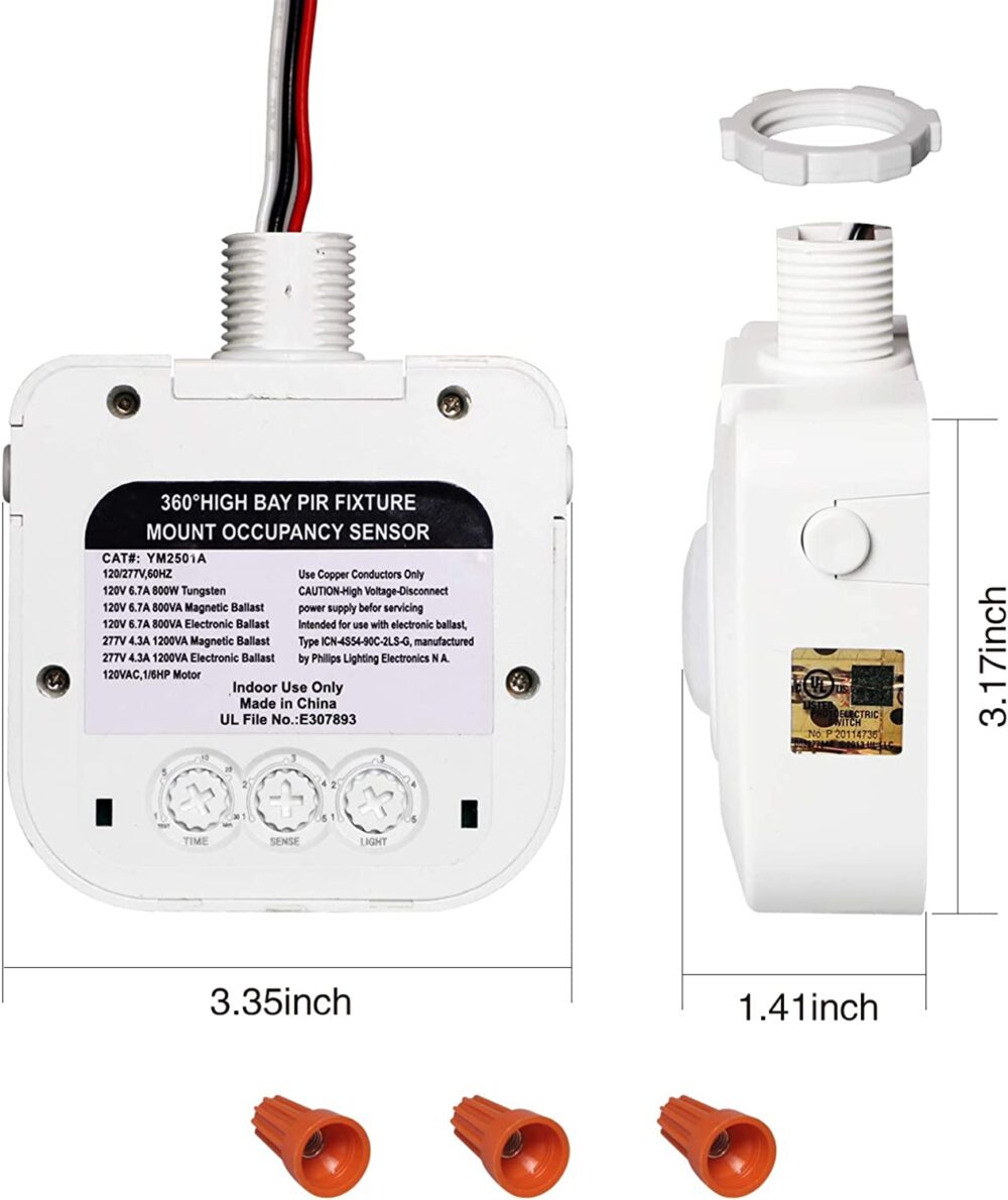 Lot of 5 Ceiling Occupancy Motion Sensor Passive Infrared Technology High Bay Fixture - Image 3