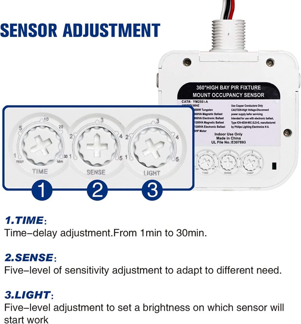 Lot of 5 Ceiling Occupancy Motion Sensor Passive Infrared Technology High Bay Fixture - Image 8