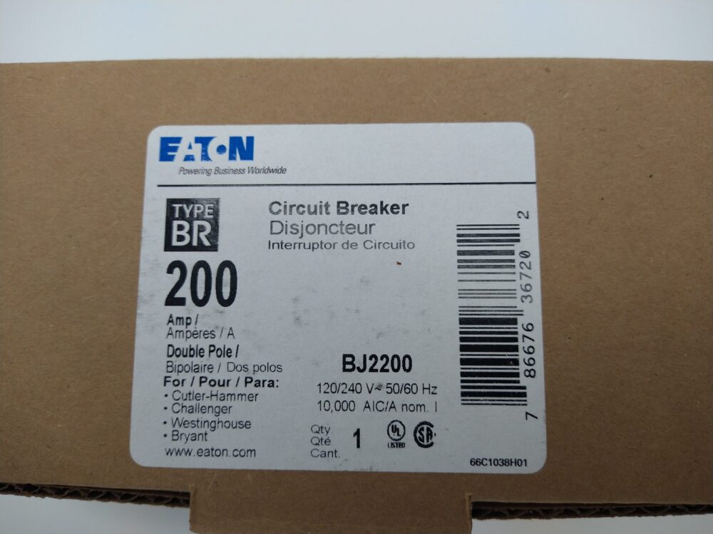 Cutler Hammer Eaton BJ2200 200A 2P TYPE BJ Main Breakers - Image 4