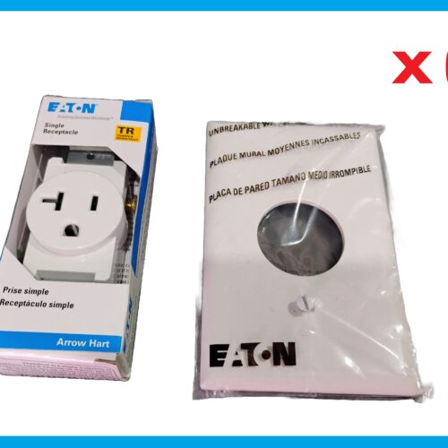 Lot of 6 Eaton TR1877W-Bxsp Single Receptacle 20A White with Plate