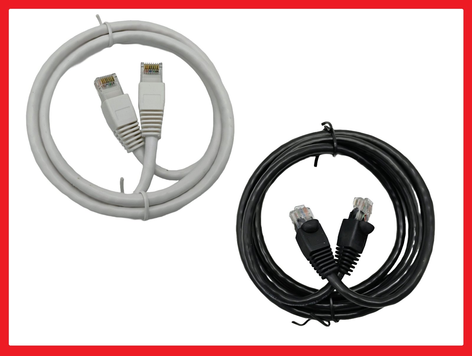 CAT6 Ethernet Cable RJ45 7ft Black / 3ft White LAN Networking Cable New