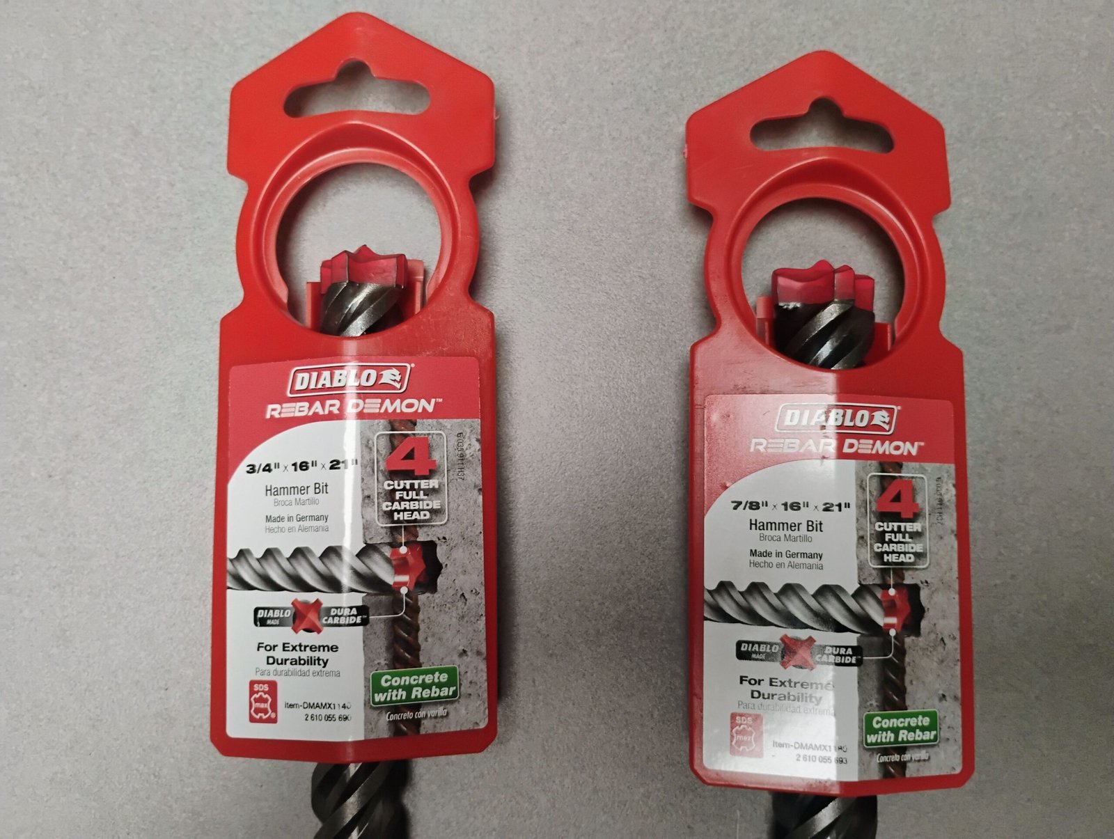 Diablo SDS-Max Rebar Demon Drill Bits 3/4" & 7/8" Carbide Bundle DMAMX1140 1180