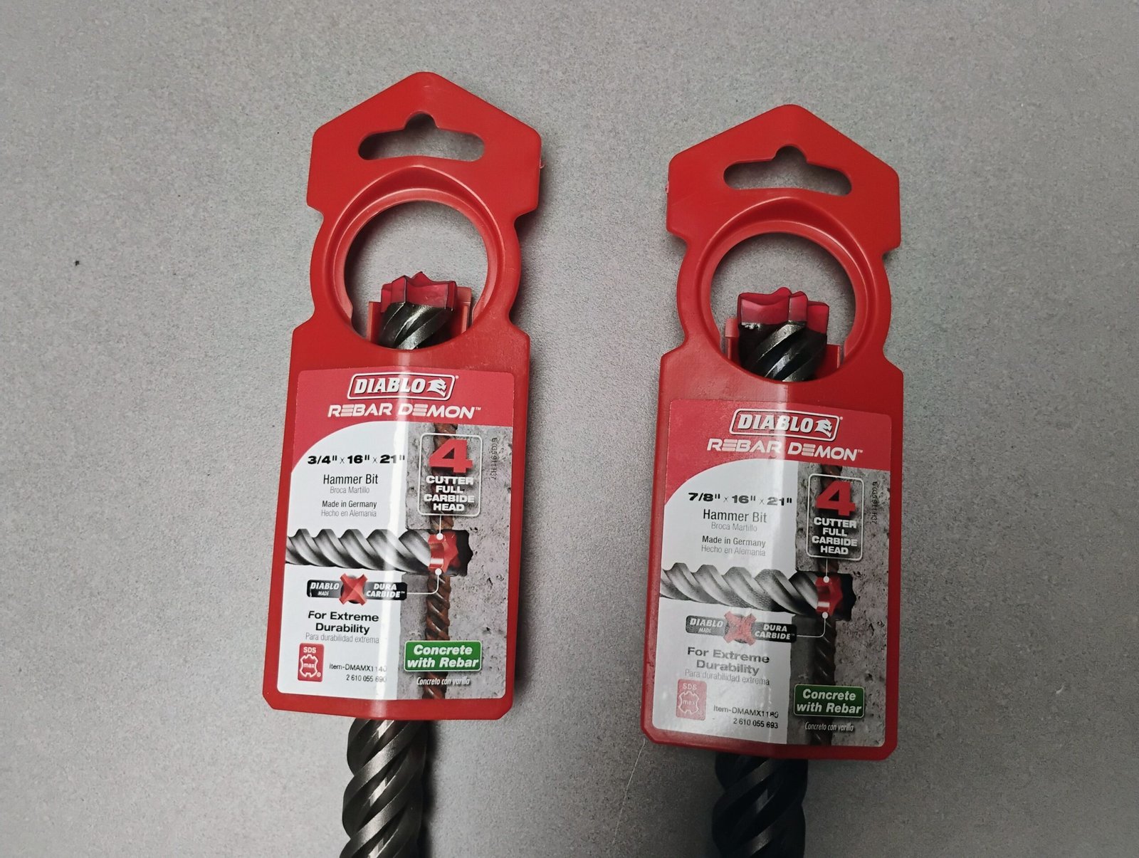 Diablo SDS-Max Rebar Demon Drill Bits 3/4" & 7/8" Carbide Bundle DMAMX1140 1180 - Image 3