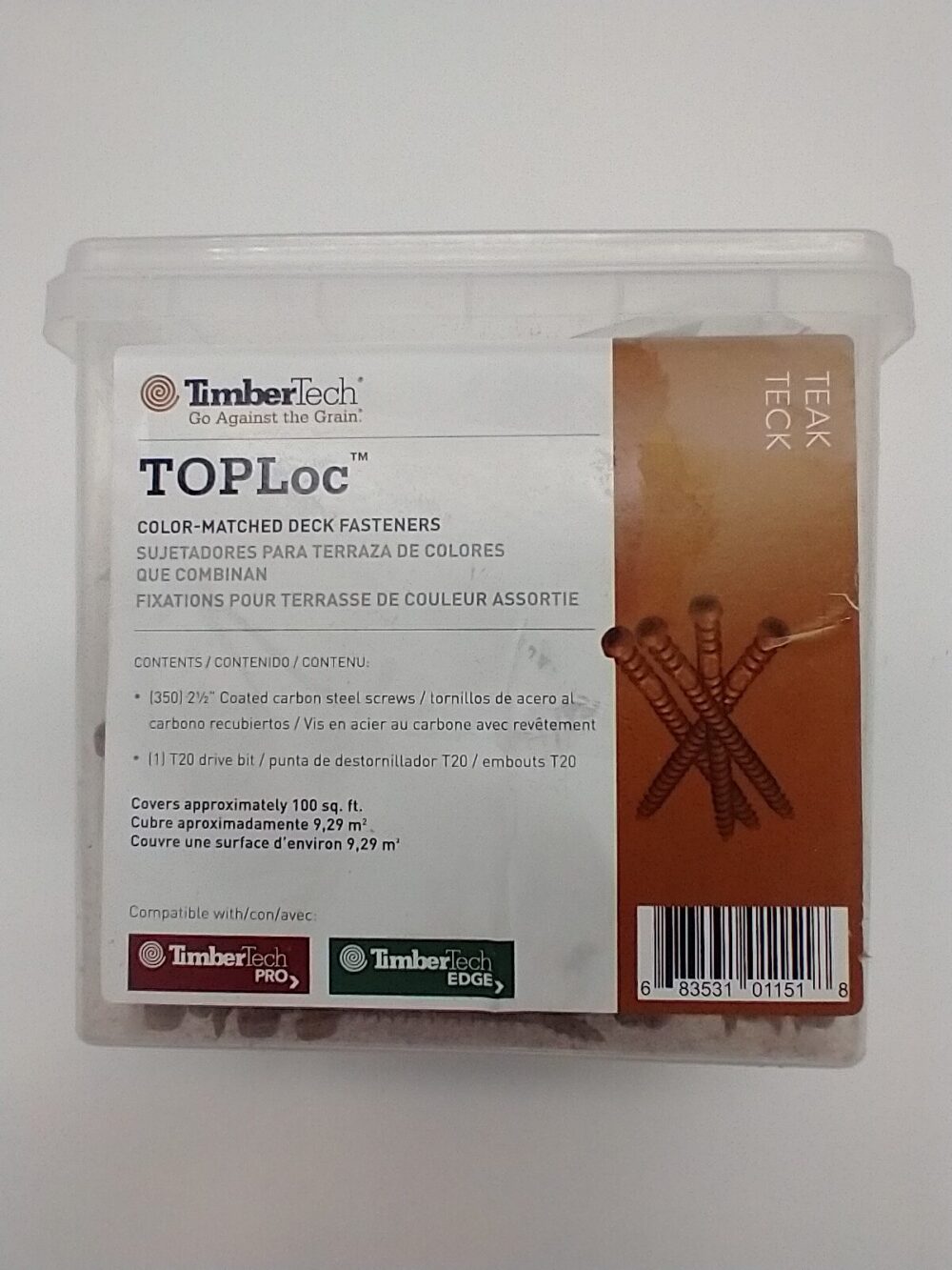 (2) TimberTech TOPLoc 2-1/2" Face Fastener Color: Teak  Qty. 700 SCREWS TOTAL - Image 4