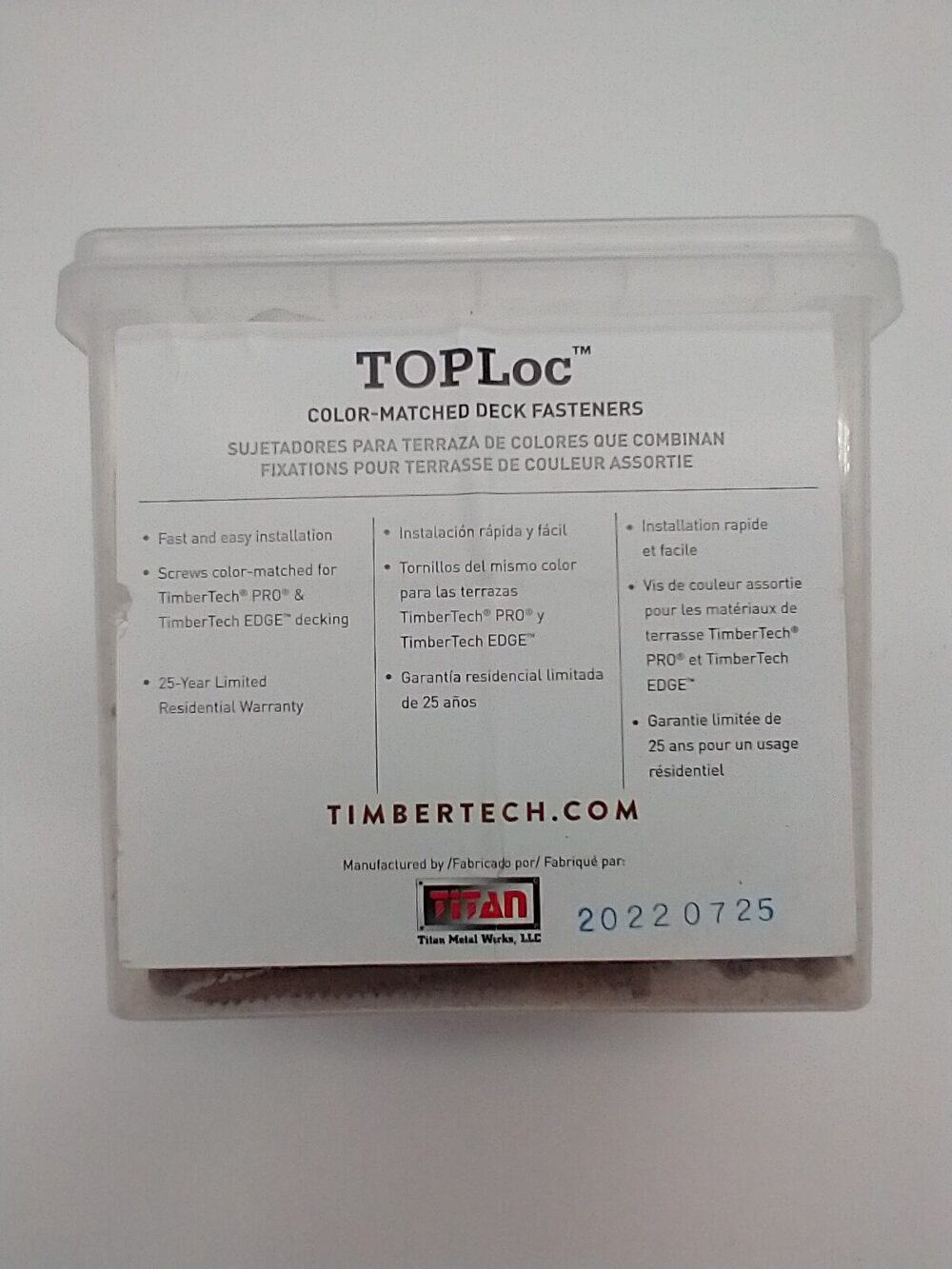 (2) TimberTech TOPLoc 2-1/2" Face Fastener Color: Teak  Qty. 700 SCREWS TOTAL - Image 5