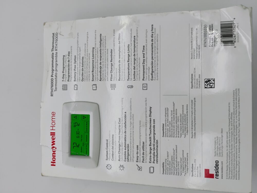 Honeywell RTH7600D 7-Day Programmable Thermostat, Touchscreen (Factory Sealed) - Image 6