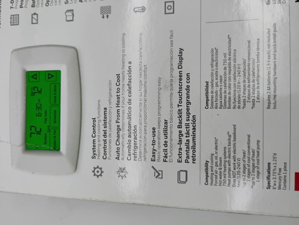 Honeywell RTH7600D 7-Day Programmable Thermostat, Touchscreen (Factory Sealed) - Image 7