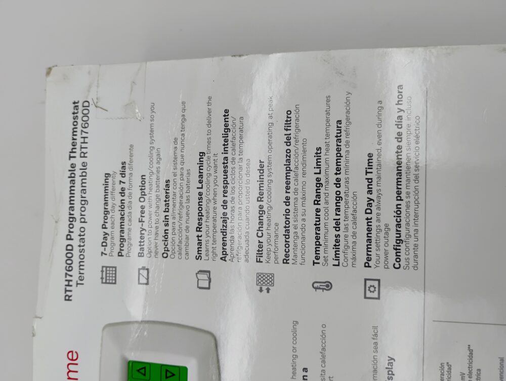 Honeywell RTH7600D 7-Day Programmable Thermostat, Touchscreen (Factory Sealed) - Image 9