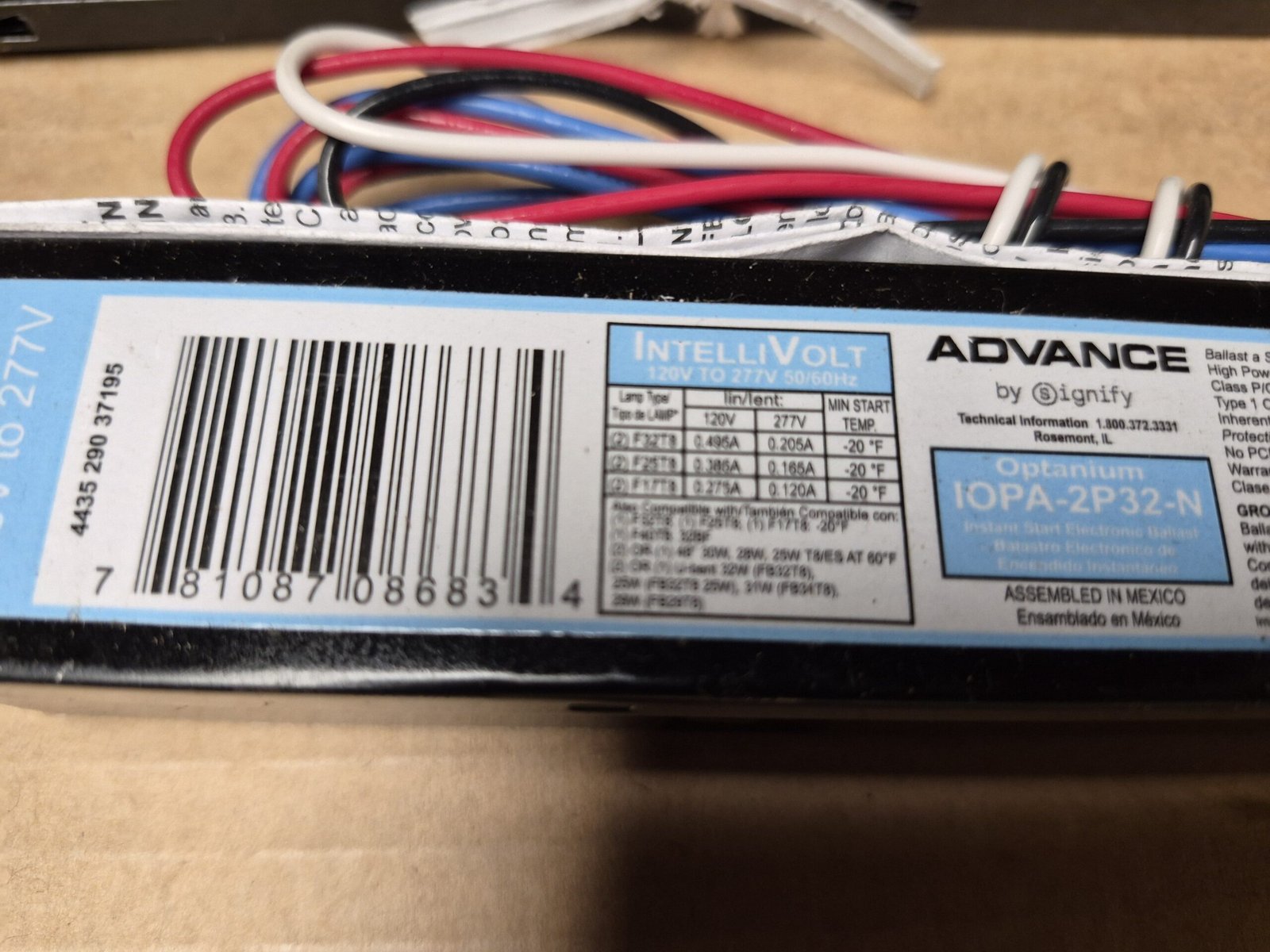 LOT-2 Advance Ballast Optanium T8 4 ft. IOPA-2P32-N (F17T8, F25T8, F32T8 or F40T8) — image 3 of 8