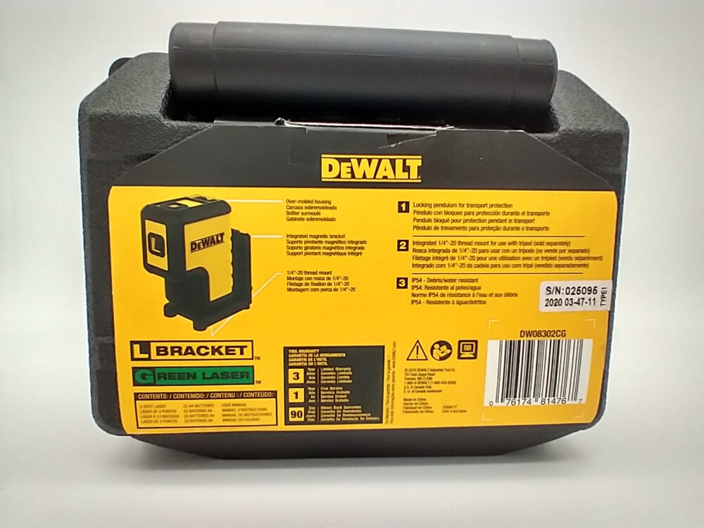 DEWALT DW08302CG Green Self-Leveling 3-Spot Laser Level - Black/Yellow - Image 3