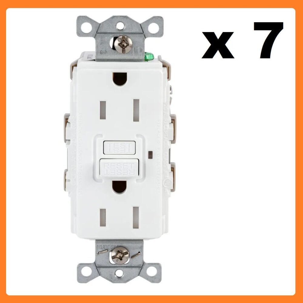 (7) HUBBELL GFRTR15W Heavy Duty Tamper Resistant Self Test GFCI Receptacle NEW