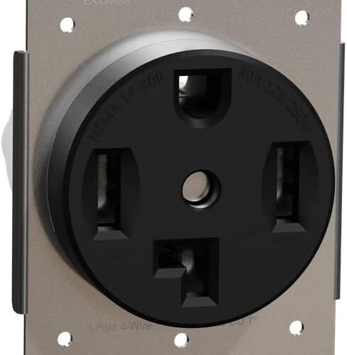 Square D X Series 14-30R 125/250V Flush Mount NEMA Dryer Outlet, 30 Amp, Black — main image