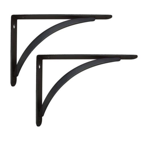 Pair (2) StyleWell 6.5 in. x 9 in. Black Cove Arch Decorative Shelf Brackets — main image