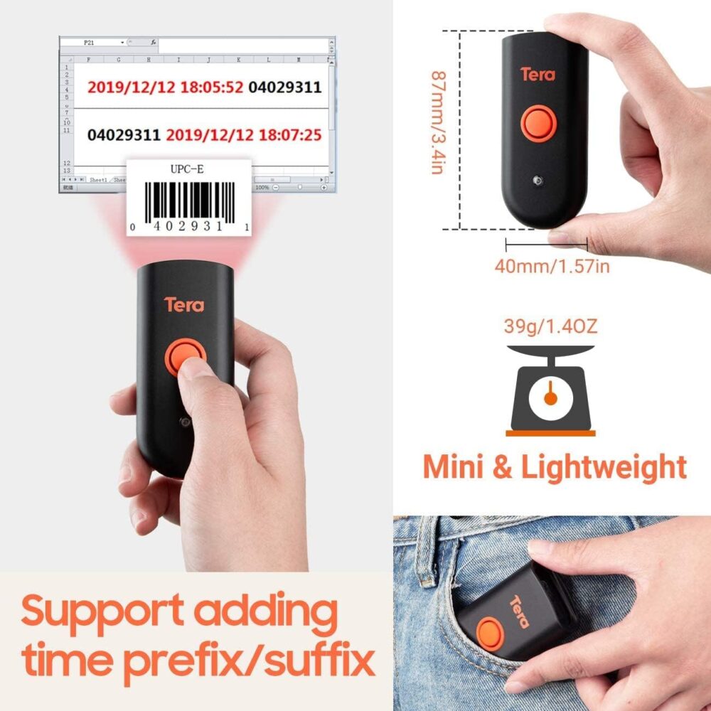 Mini Wireless Barcode Scanner,  3-in-1 BT, USB Wired, 2.4G Bar Code Reader Portable - Image 7