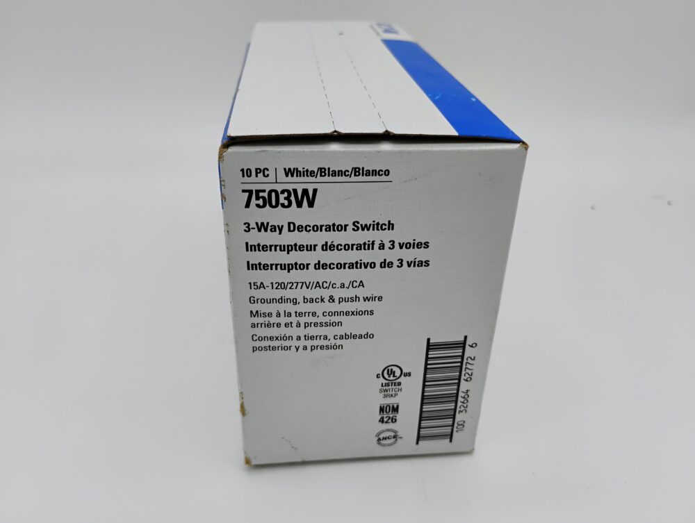 (10) Eaton 7503W 3-Way Decorator Switch White - Image 6