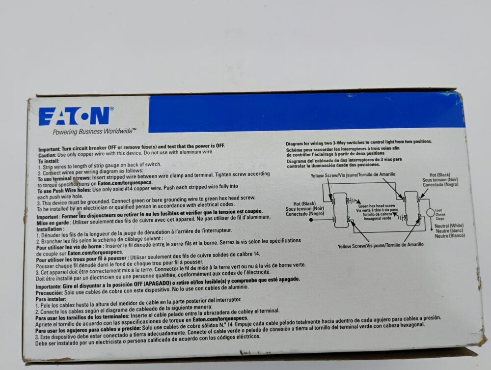 (10) Eaton 7503W 3-Way Decorator Switch White - Image 7