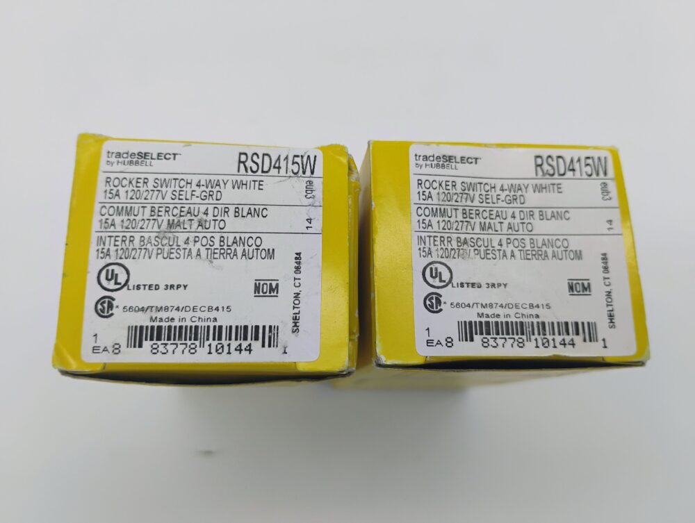 Lot of 2 Hubbell RSD415W 4-Way Rocker Switch 15A 120/277V White Decorator - Image 3