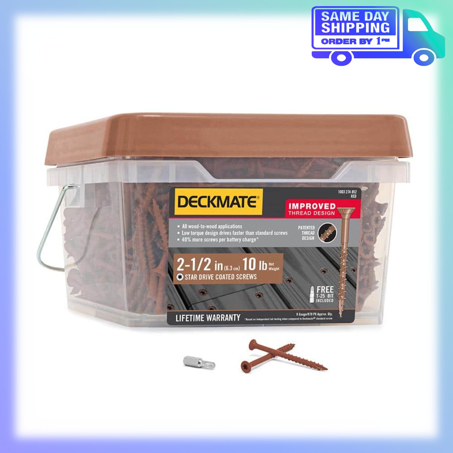 Image of the Deckmate #9 x 2-1/2 in. Red Star Flat-Head Wood Deck Screw 10 lbs.-Box 870-Piece by DECKMATE, SKU: 2169-deckmate#92-1/2