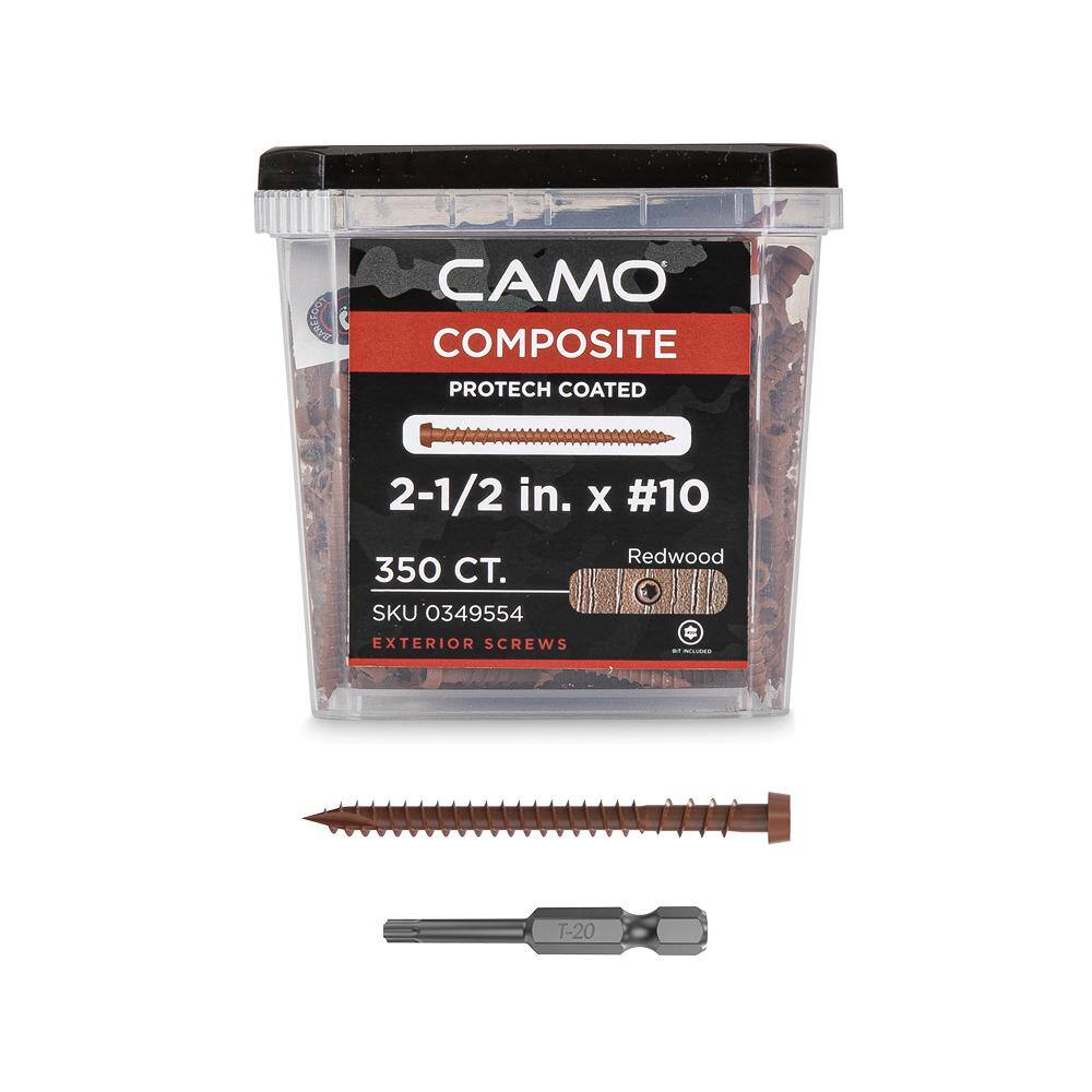 Image of the Camo #10 2-1/2 in. Redwood Star Drive Trim-Head Composite Deck Screw (350-Count) by CAMO, SKU: 2152-CamoRed-2-1/2#10-350