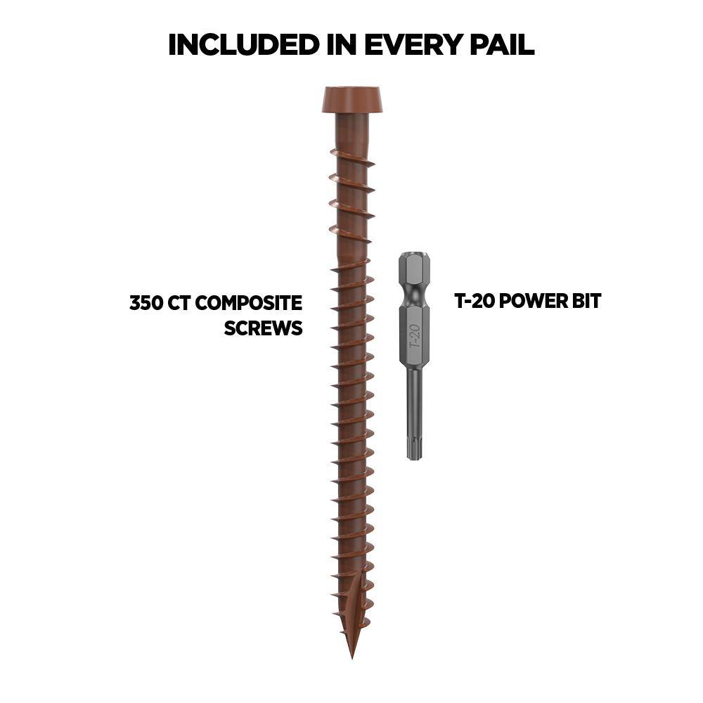 Image of the Camo #10 2-1/2 in. Redwood Star Drive Trim-Head Composite Deck Screw (350-Count) by CAMO, SKU: 2152-CamoRed-2-1/2#10-350