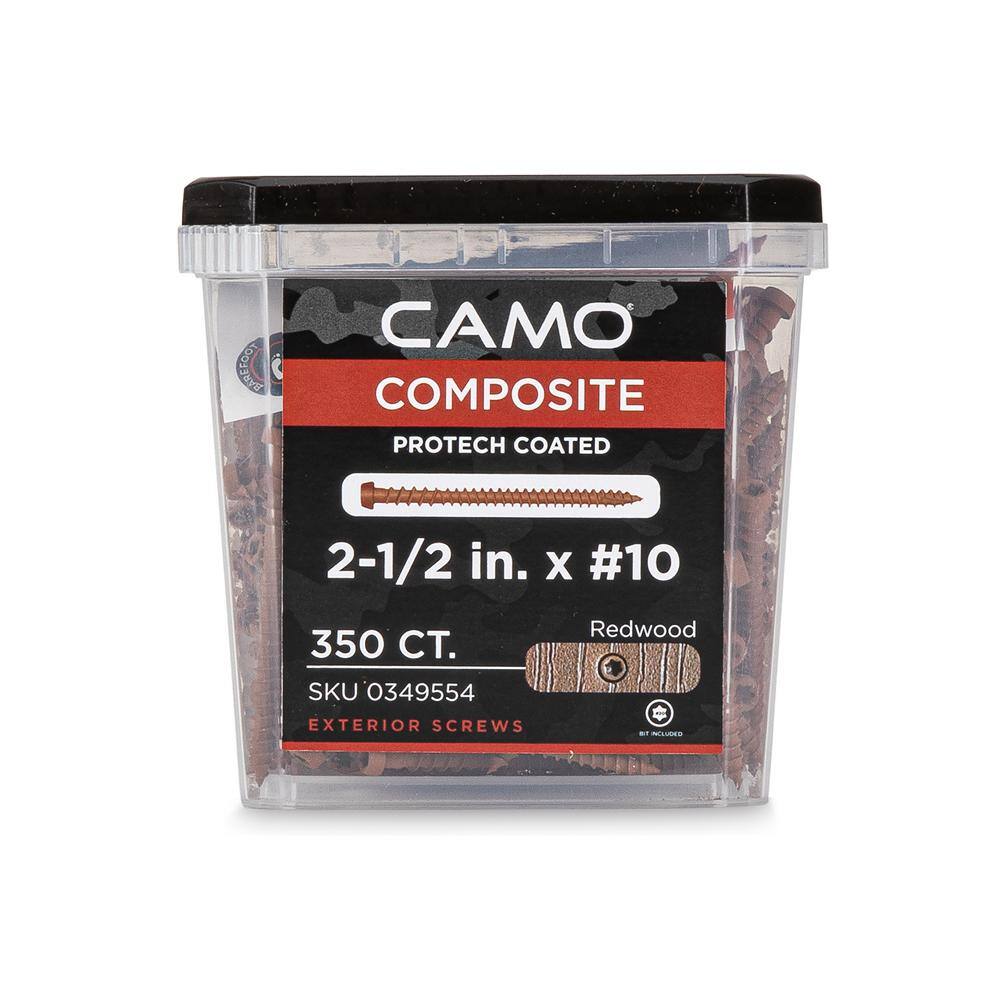 Image of the Camo #10 2-1/2 in. Redwood Star Drive Trim-Head Composite Deck Screw (350-Count) by CAMO, SKU: 2152-CamoRed-2-1/2#10-350