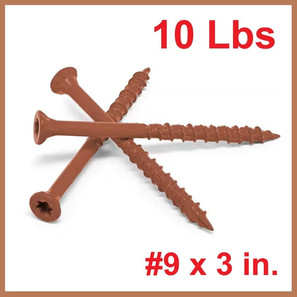 10 lbs. #9 x 3 in. Red Exterior Self-Starting Star Flat-Head Wood Deck Screw