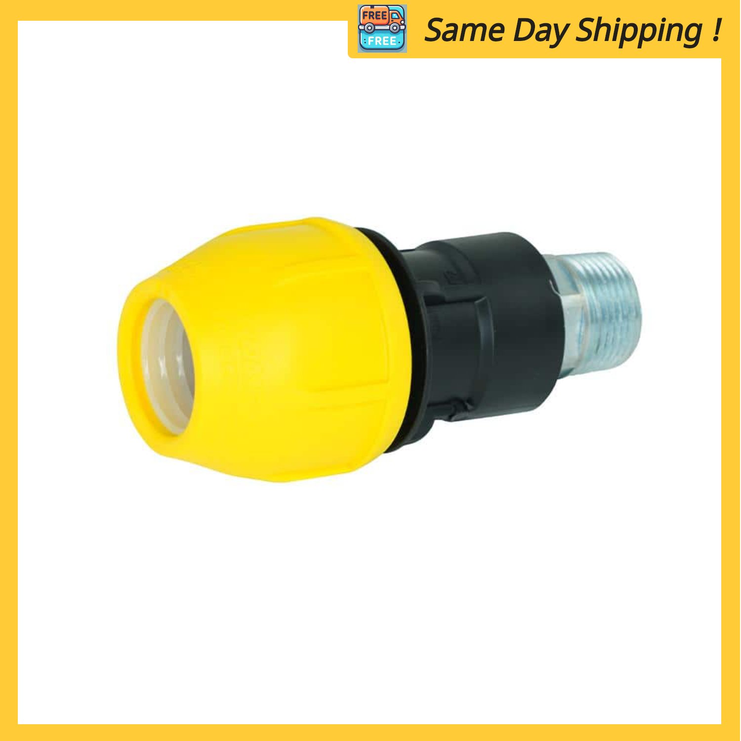 Image of the 1/2 in. Polyproylene Underground Yellow Poly Gas Pipe Conversion Fitting by HOME-FLEX, SKU: 2165-Homeflex-1/2Ada