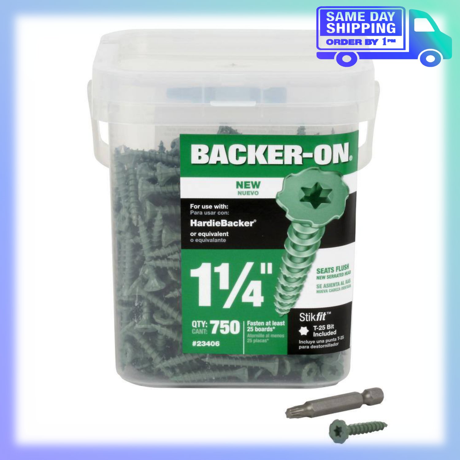 Image of the #9 x 1-1/4 in. Serrated Flat Head Star Drive Cement Board Screws (750-Pack) by Backer-On, SKU: 2171-Backer-23406
