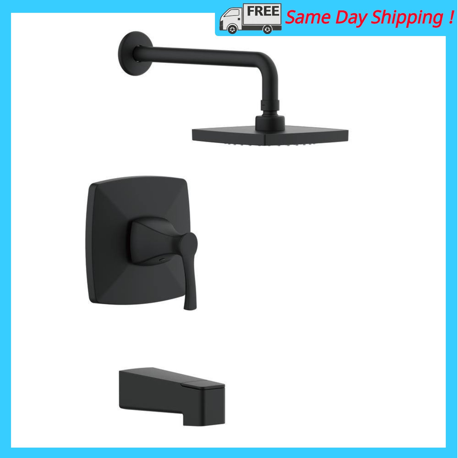 Image of the Calandine Single-Handle 1-Spray Tub & Shower Faucet Matte Black (Valve Included) by Glacier Bay, SKU: 2210-GlacierB-31841