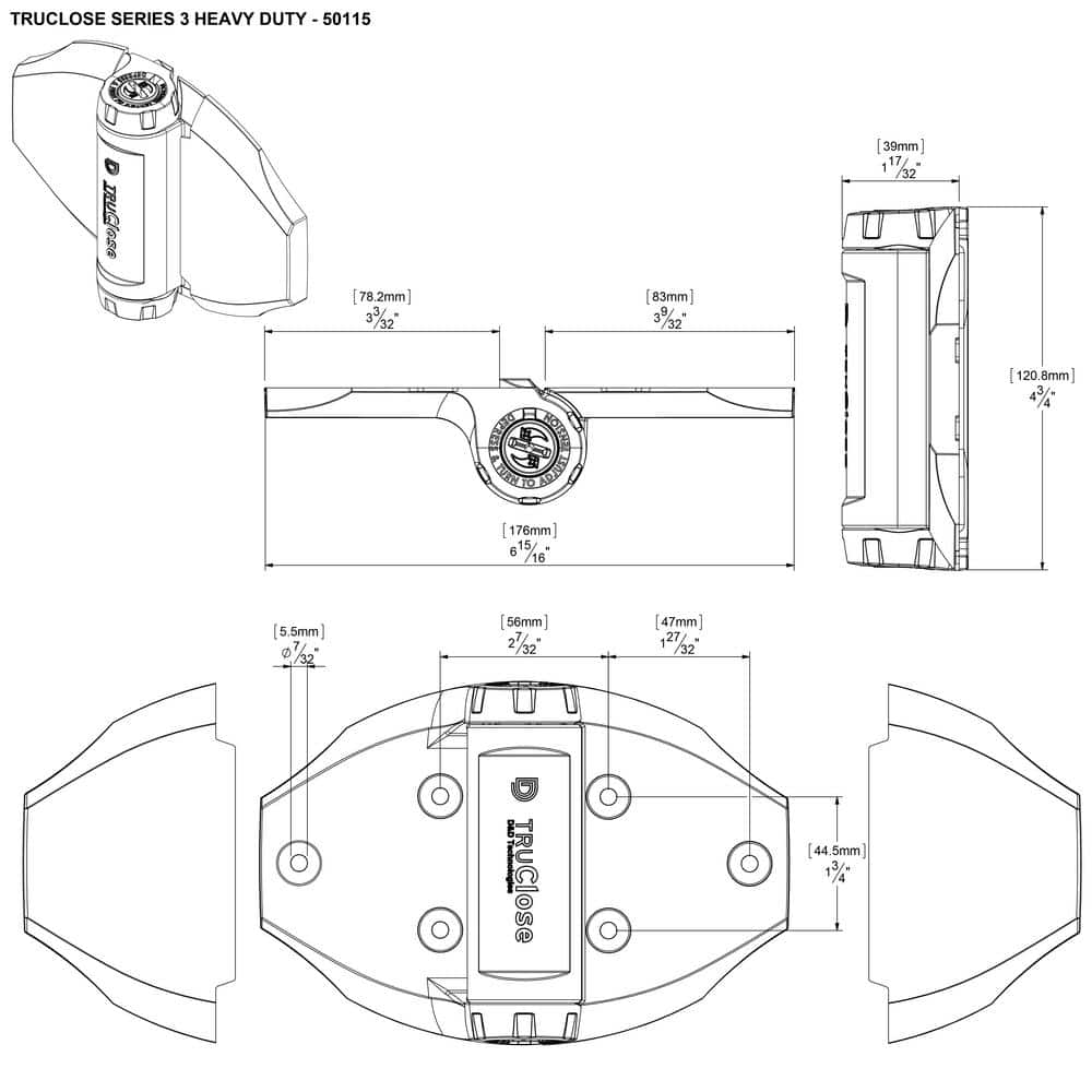 Image of the 4-1/2 in. x 6-3/4 in. Black Polymer and Stainless Steel Hinge by Tru-Close, SKU: 2233-Tru-Close