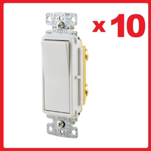 Hubbell Trade Select RSD115W White Rocker Switch 15A 120/277V (10 Pack)