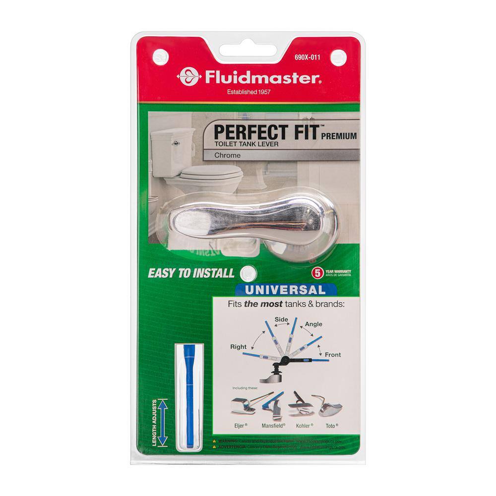 Image of the Perfect Fit Premium Universal Toilet Tank Lever in Classic Design Chrome by Fluidmaster, SKU: 2238-Chrome-690X-011