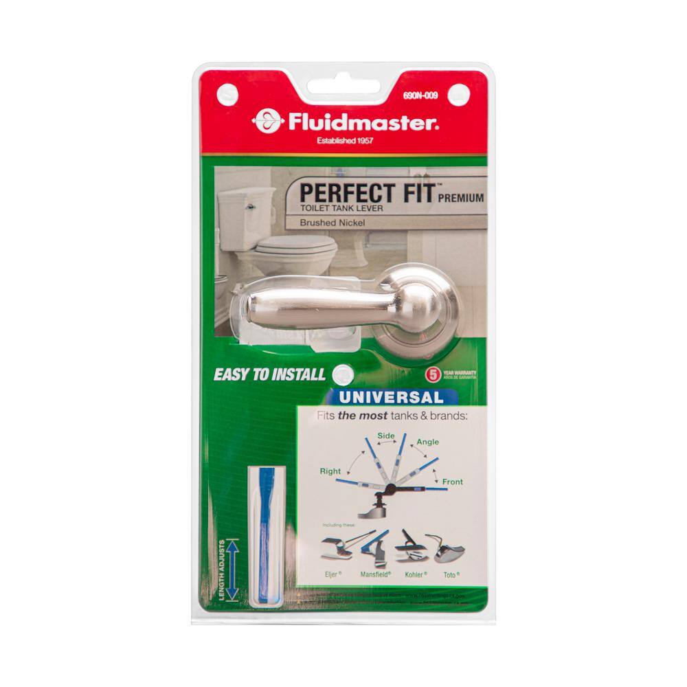 Image of the Perfect Fit Premium Universal Toilet Tank Lever in Traditional Design Brushed Nickel by Fluidmaster, SKU: 2238-Nickel-690N-009