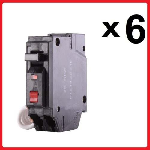 Lot of 6  NEW GE 20 Amp 1-Pole Ground Fault Breaker with Self-Test THQ1120GFTP