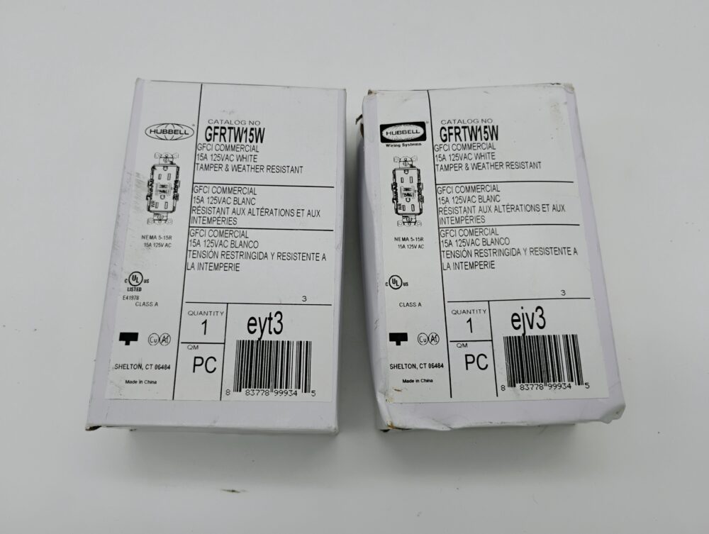 (2) Hubbell Wiring Commercial Autoguard Tamper/Weather Resistant Gfci, GFRTW15W